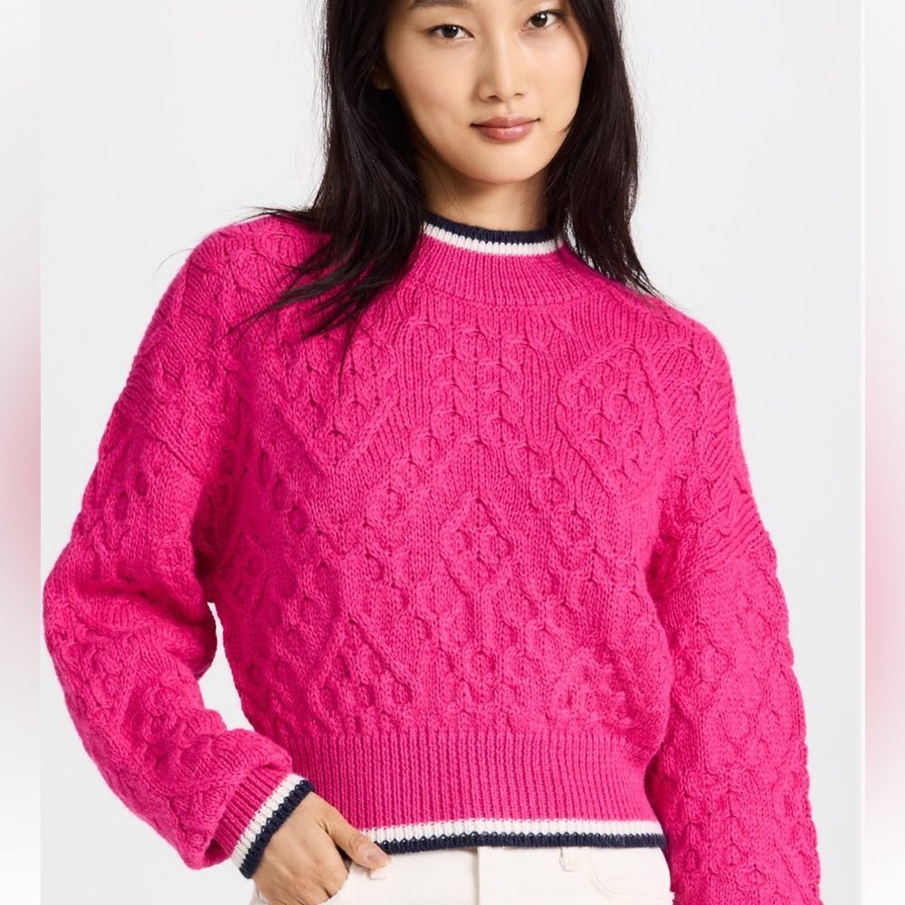 MOTHER Pink Cable Knit Sweater